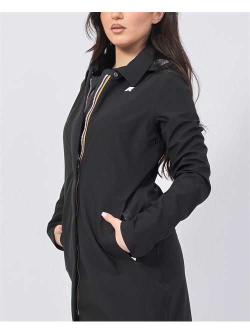 Mathy women's long jacket by K-way with hood and logo K-WAY | K7127JW-MATHY BONDEDUSY